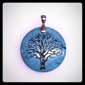 Teal tree pendant